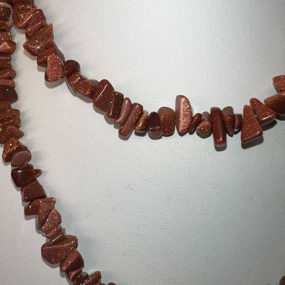 Boho Genuine Goldstone Chunky Long Necklace - Picture 3 of 7